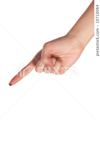 Woman index finger on a white background 10718064