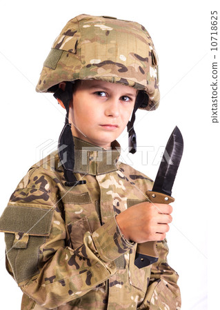 Young soldier with knife Young soldier with knife 10718625
