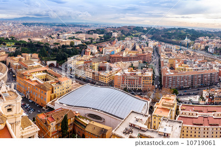 Saint Peter's Square in Vatican and aerial view of Rome Saint Peter's Square in Vatican and aerial view of Rome 10719061