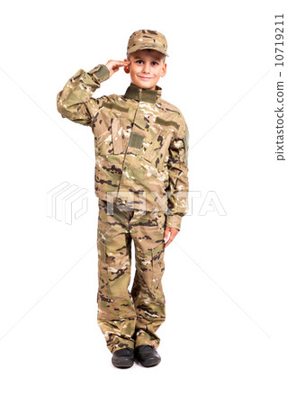 Saluting soldier. Young boy 10719211