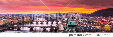 Bridges in Prague over the river at sunset 10719342