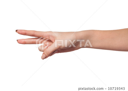 Hand gesture number four closeup isolated on white 10719343