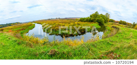 Landscape with forest lake in autumn. Panorama Landscape with forest lake in autumn. Panorama 10720194