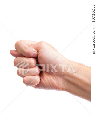 Hand is showing a fig sign isolated on white 10720213