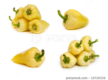 set of yellow bell peppers isolated on white 10720338