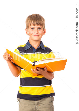 Schoolboy is holding a book 10720408