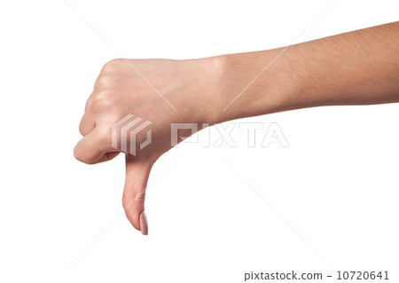 Thumb down Female hand sign isolated on white Thumb down Female hand sign isolated on white 10720641