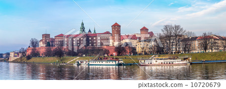 Cracow skyline with aerial view of historic royal Wawel Castle a Cracow skyline with aerial view of historic royal Wawel Castle a 10720679
