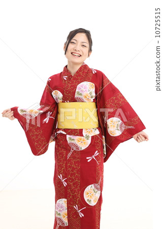 A woman with a fun yukata A woman with a fun yukata 10725515