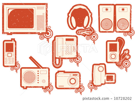 Grunge icons of red symbols for home on white. 10728202