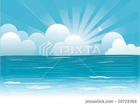 Sun and blue sky with beautifull clouds.Vector... - Stock Illustration ...