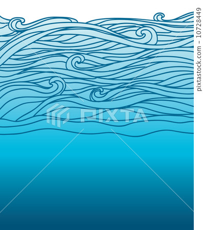 Blue waves.Vector image of Sea background for design 10728449