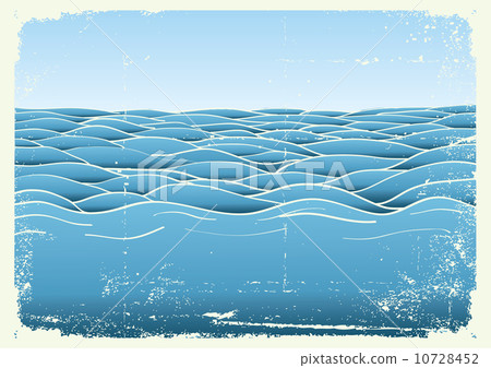 Blue waves.Vector grunge image of Sea background for design 10728452