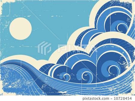 Abstract sea waves. Vector grunge illustration of sea landscape Abstract sea waves. Vector grunge illustration of sea landscape 10728454