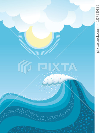Wave in ocean.Water background with sun.Mesh Wave in ocean.Water background with sun.Mesh 10728455