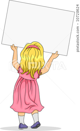 Back View of Little Girl Carrying a Blank Board 10728624