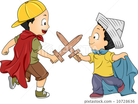 Little Boys Playing Knight 10728636