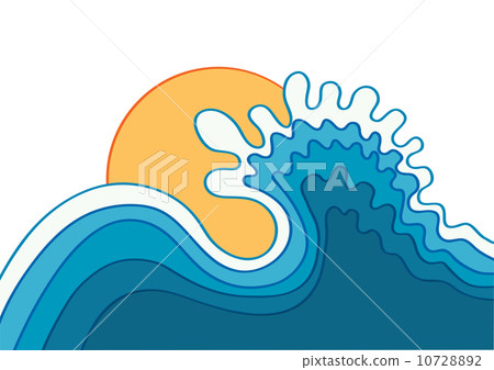 Wave in ocean.Water background with sun.Vector 10728892