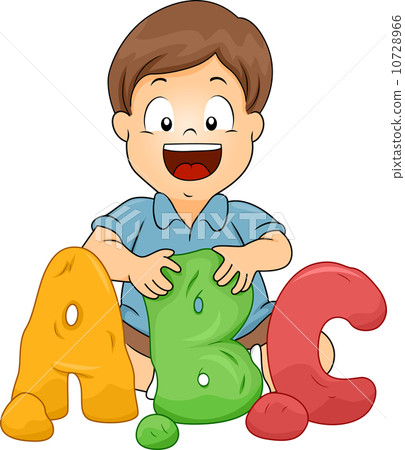 Little Boy Molding ABC Letters from Clay 10728966