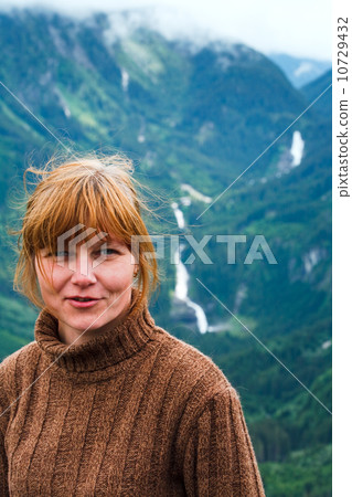 Alps waterfall summer view 10729432