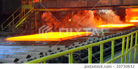 hot steel on conveyor hot steel on conveyor 10730632