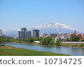 Spring Kitakami River and Iwate volley seen from Morioka city, Meiji bridge near Spring Kitakami River and Iwate volley seen from Morioka city, Meiji bridge near 10734725