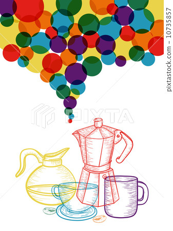 Colorful social coffee set concept 10735857