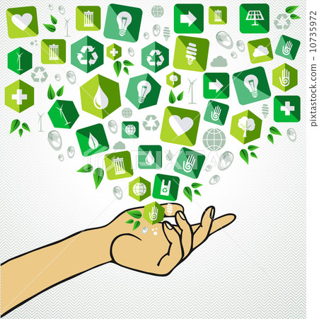 Green life human hand recycle flat icons Green life human hand recycle flat icons 10735972