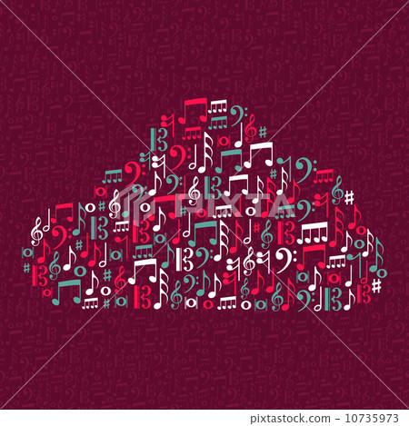 Music notes cloud shape illustration Music notes cloud shape illustration 10735973