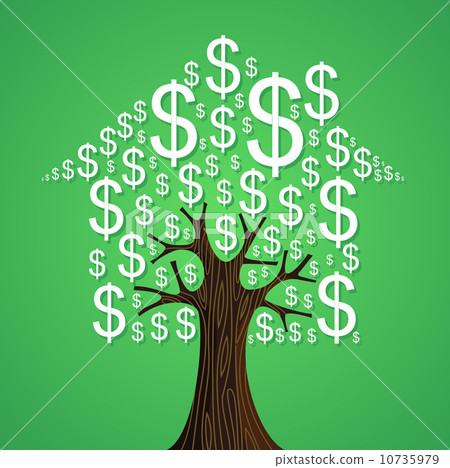Real estate tree house cash icons rental concept. Real estate tree house cash icons rental concept. 10735979
