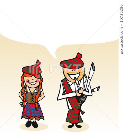 Scottish cartoon couple social bubble 10736286