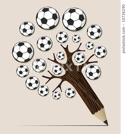 Soccer ball pencil tree concept Soccer ball pencil tree concept 10736290