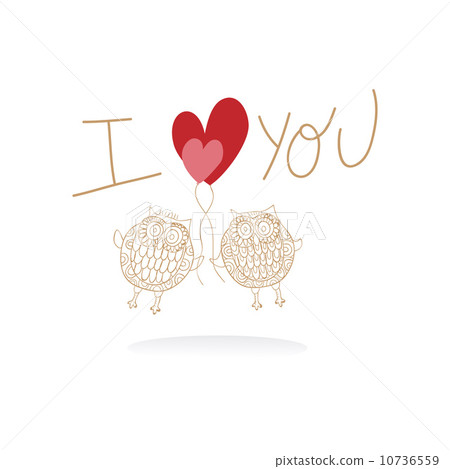 Two cute owls in love wedding card - Stock Illustration [10736559] - PIXTA