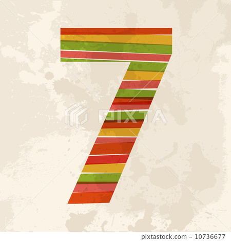 插图素材: vintage multicolor number seven