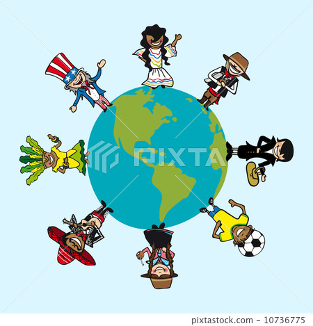 Diversity people cartoons over world map 10736775