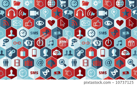 Social media flat icons seamless pattern - Stock Illustration [10737125 ...
