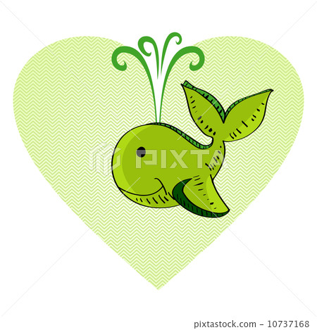 Sketch style green whale love concept. Sketch style green whale love concept. 10737168