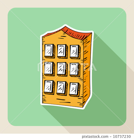 Hand drawn real estate residence house. Hand drawn real estate residence house. 10737230