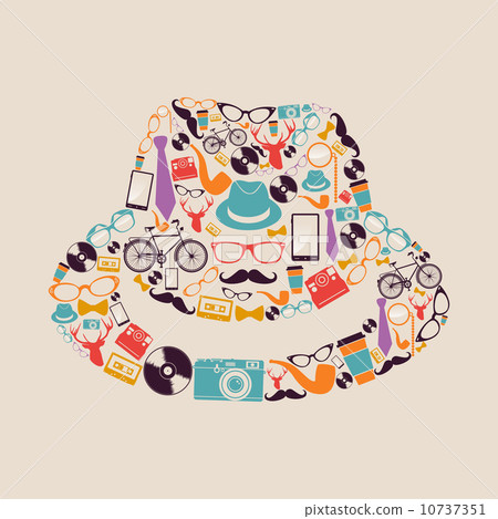 Vintage hipsters icons hat. Vintage hipsters icons hat. 10737351