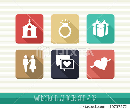 Wedding flat icon set. Wedding flat icon set. 10737372