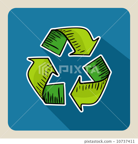 Hand drawn green recycle symbol. Hand drawn green recycle symbol. 10737411