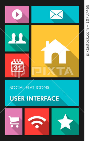 Colorful social media UI apps user interface flat icons. Colorful social media UI apps user interface flat icons. 10737469