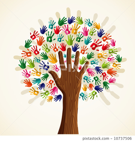 Colorful human hands tree 10737506
