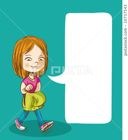Back to school education girl with social bubble. 10737543