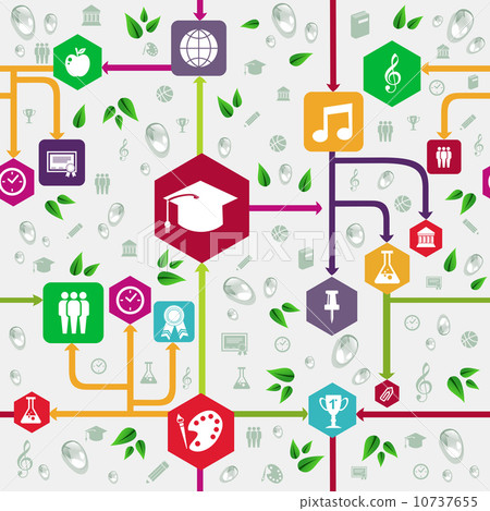 Education icons back to school seamless pattern. 10737655