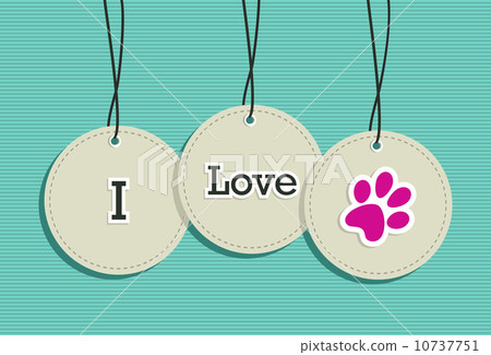 Hanging I love pets badges. 10737751