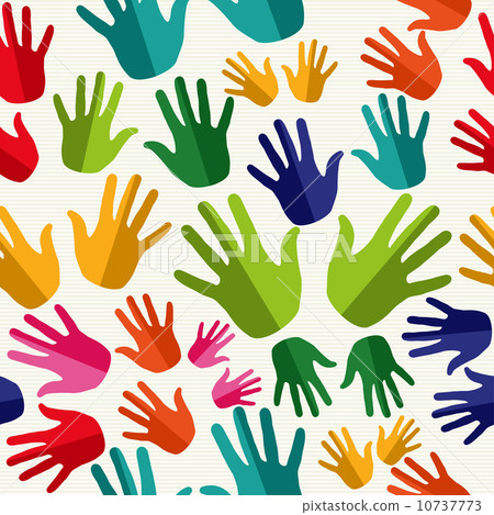Diversity human hands seamless pattern. 10737773