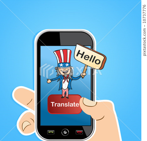 Translation human hand mobile uncle sam man cartoon software app 10737776