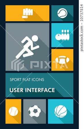 Colorful sport UI apps user interface flat icons. 10737814