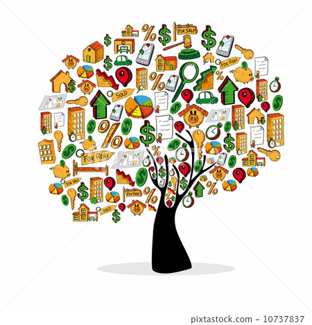 Real estate symbols in a tree 10737837
